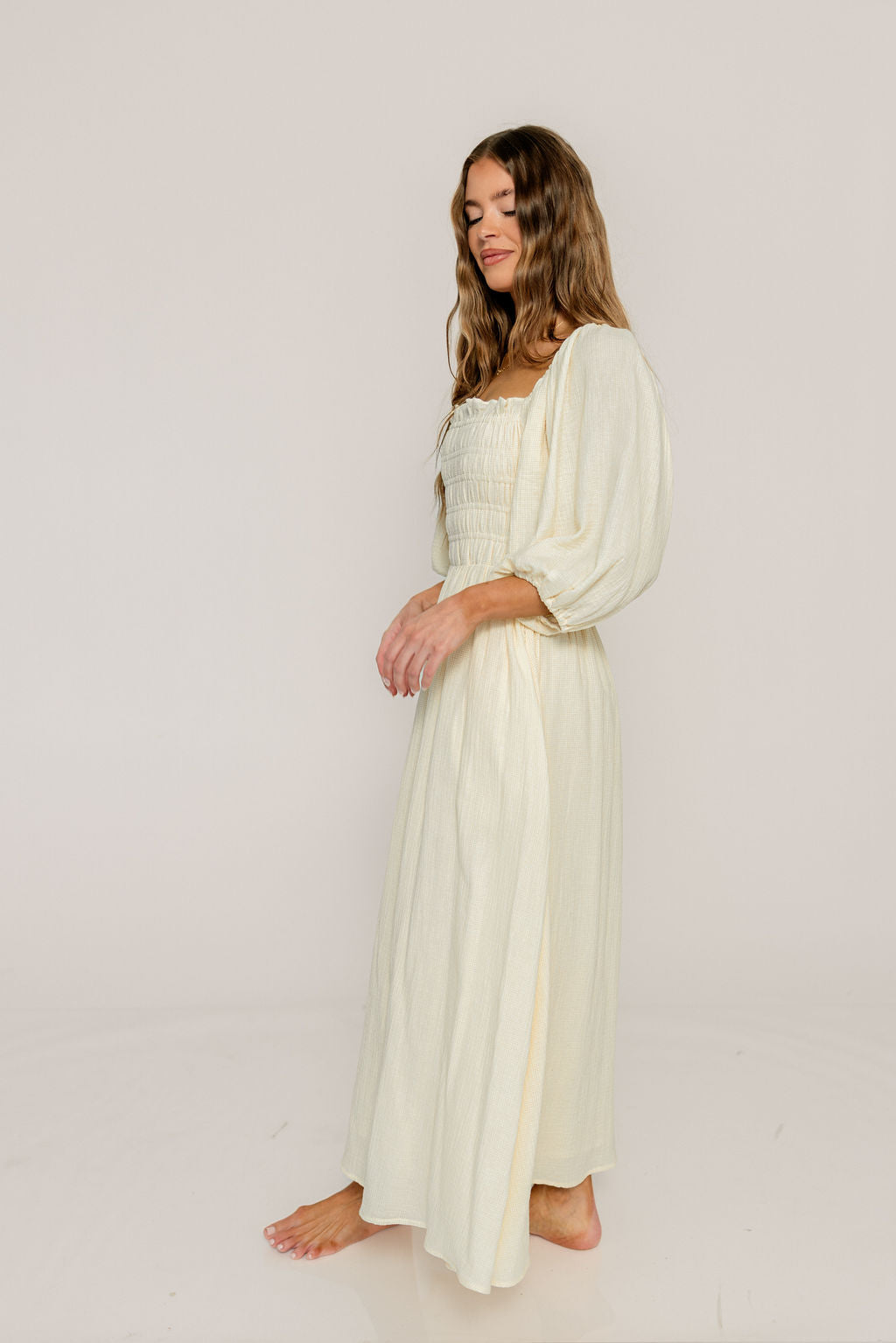 Hayes 100% Premium Cotton Maxi Dress in Faded Grid - Image 7