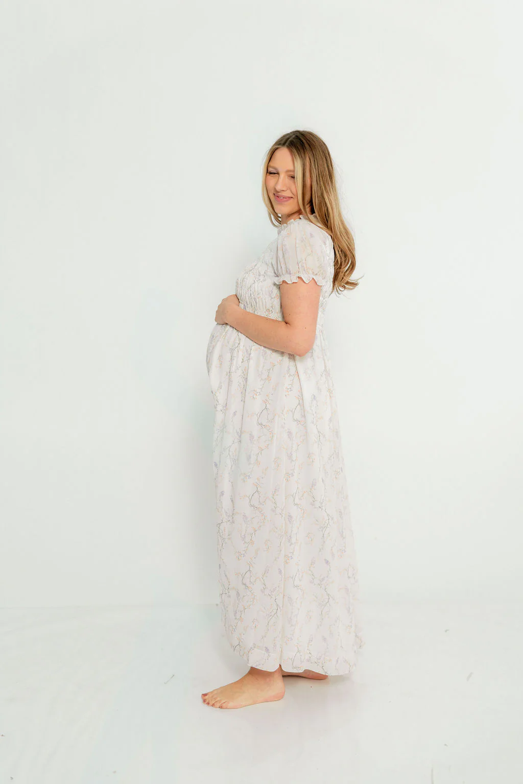 Hearthstone Maxi Dress in Ivory/Lilac - Bump Friendly - Image 11