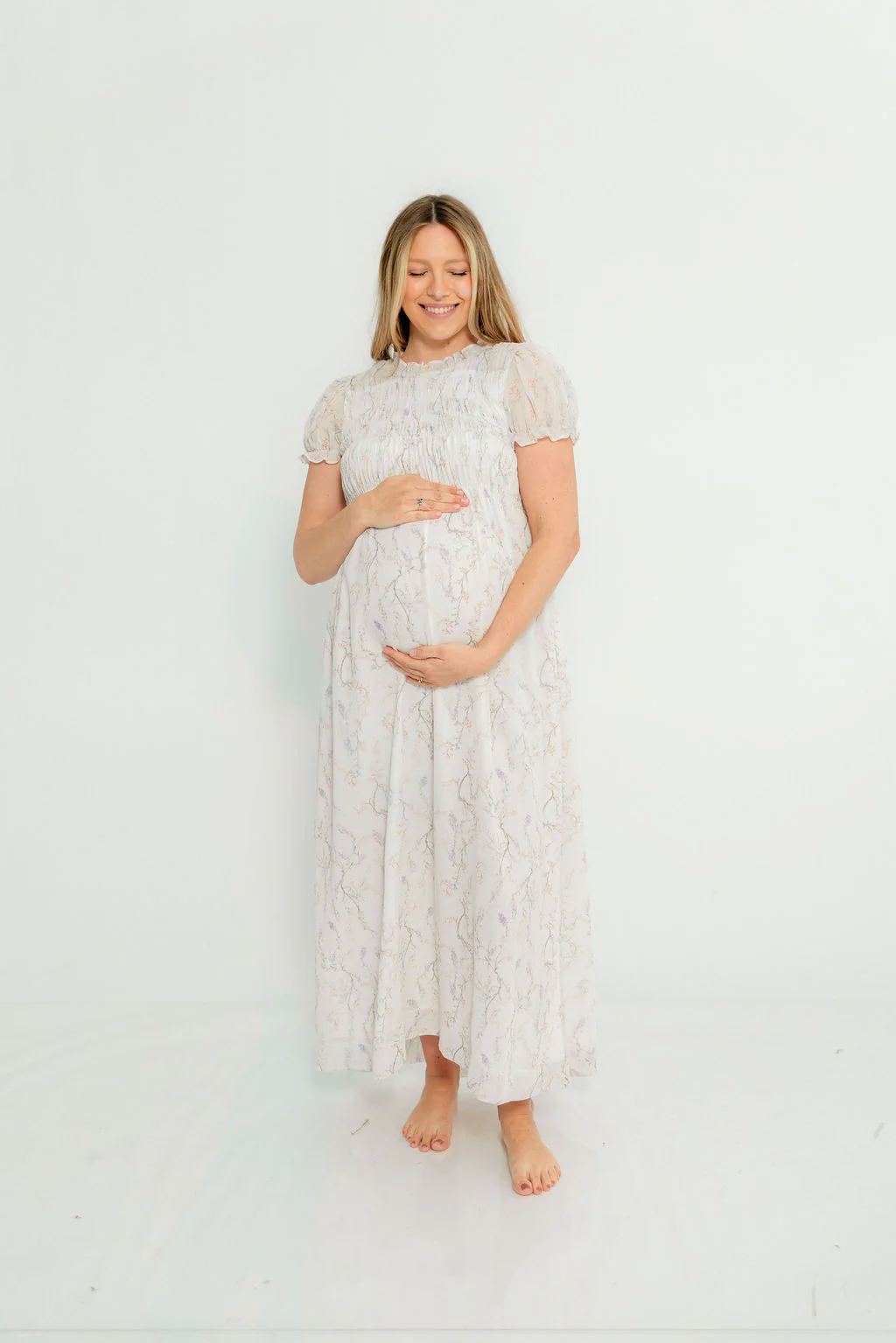 Hearthstone Maxi Dress in Ivory/Lilac - Bump Friendly - Image 12