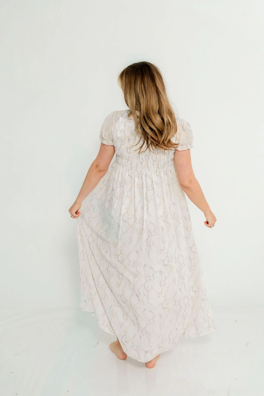 Hearthstone Maxi Dress in Ivory/Lilac - Bump Friendly - Image 14