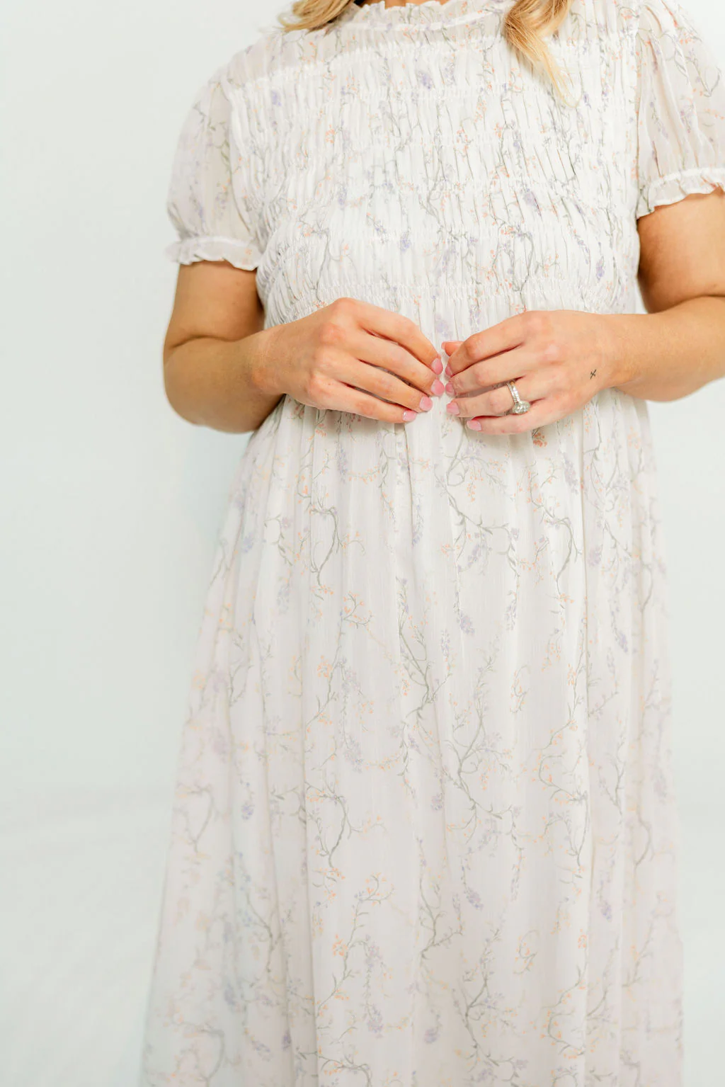 Hearthstone Maxi Dress in Ivory/Lilac - Bump Friendly - Image 19