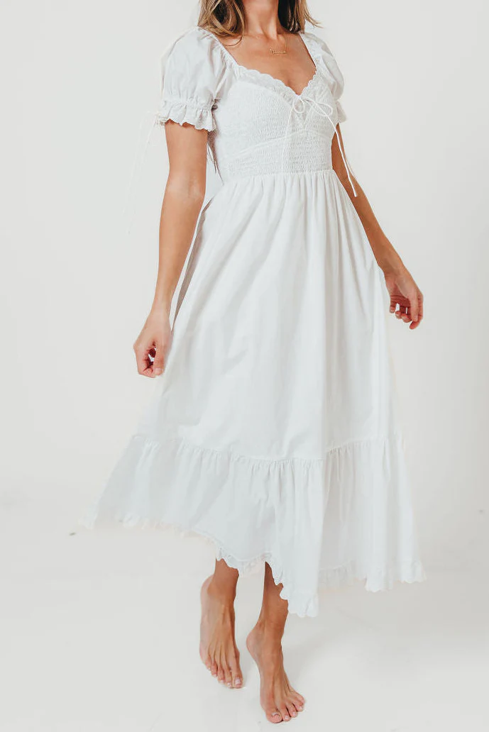 Holdyn 100% Cotton Maxi Dress in Off-White - Inclusive Sizing - Image 2