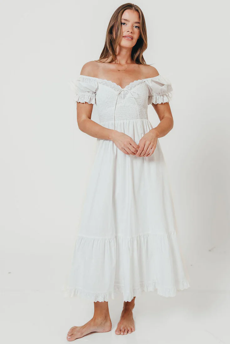 Holdyn 100% Cotton Maxi Dress in Off-White - Inclusive Sizing - Image 4