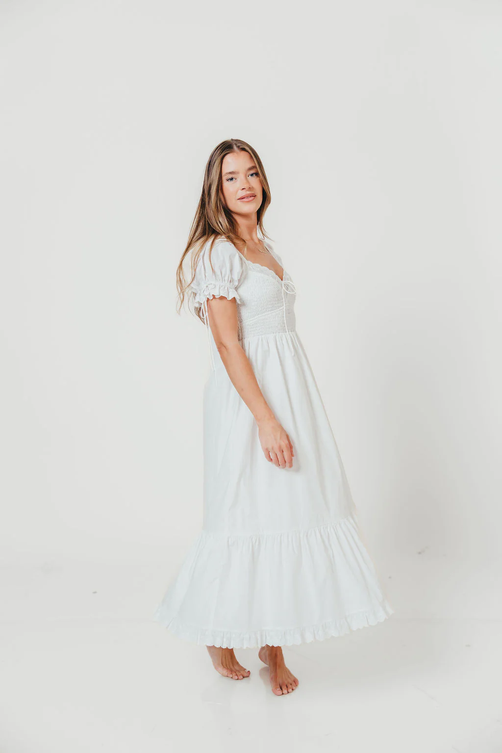 Holdyn 100% Cotton Maxi Dress in Off-White - Inclusive Sizing - Image 6