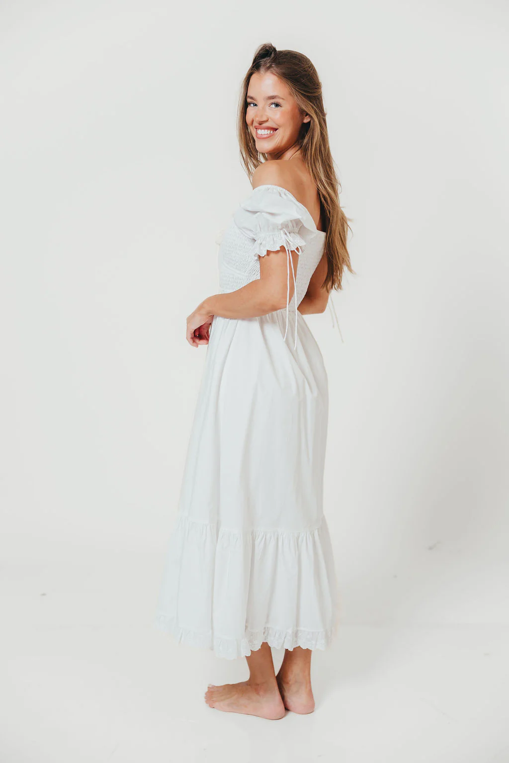 Holdyn 100% Cotton Maxi Dress in Off-White - Inclusive Sizing - Image 8