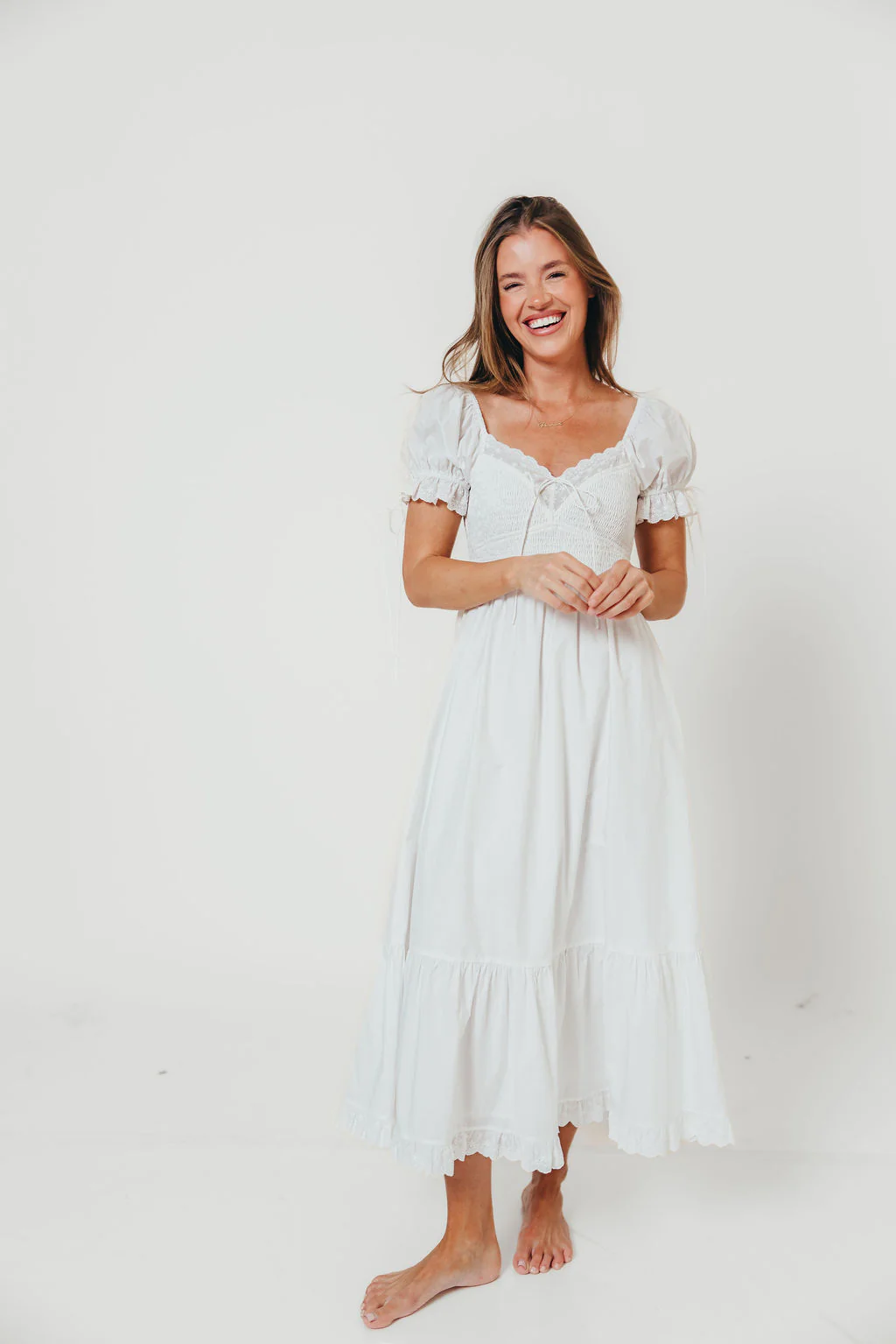 Holdyn 100% Cotton Maxi Dress in Off-White - Inclusive Sizing - Image 9