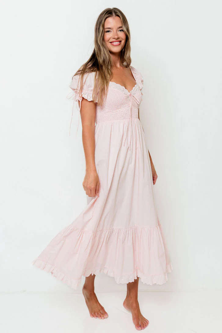 Holdyn 100% Cotton Maxi Dress in Pale Pink - Inclusive Sizing - Image 2