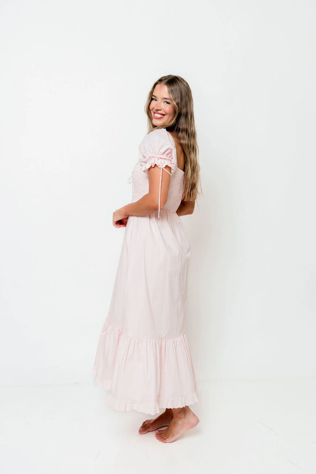 Holdyn 100% Cotton Maxi Dress in Pale Pink - Inclusive Sizing - Image 3