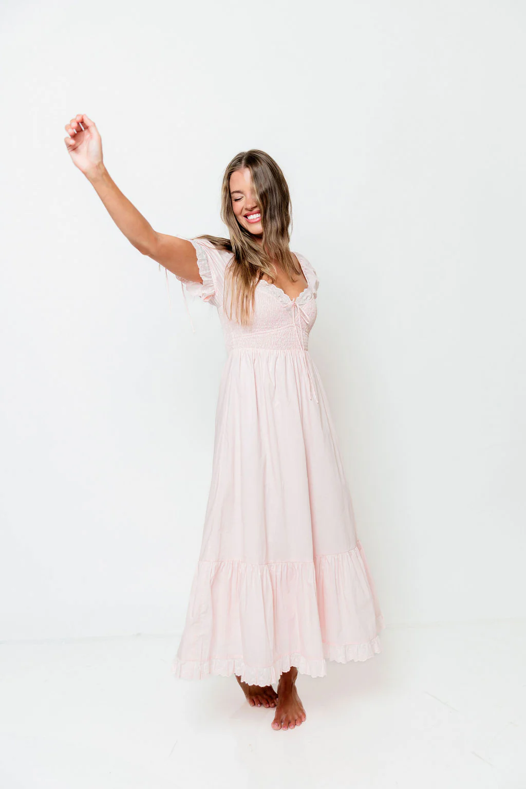 Holdyn 100% Cotton Maxi Dress in Pale Pink - Inclusive Sizing - Image 4