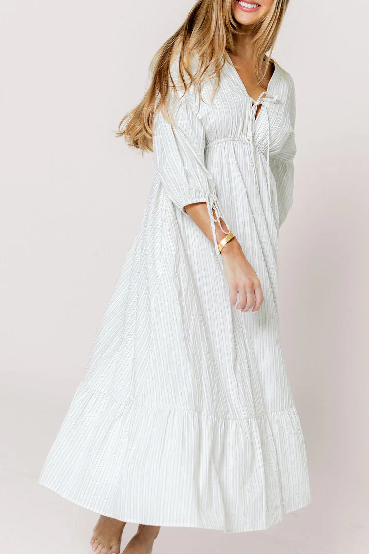 Hunter 100% Cotton Midi Dress in Butter Stripe - Bump Friendly - Image 3