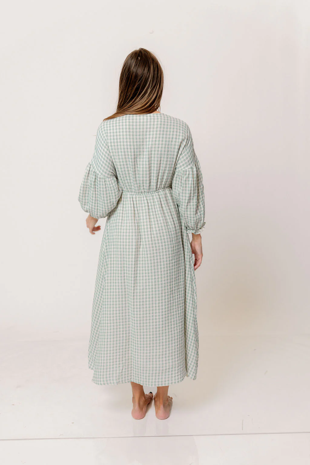 Hunter 100% Cotton Midi Dress in Aqua Plaid (Lined) - Bump Friendly - Image 8