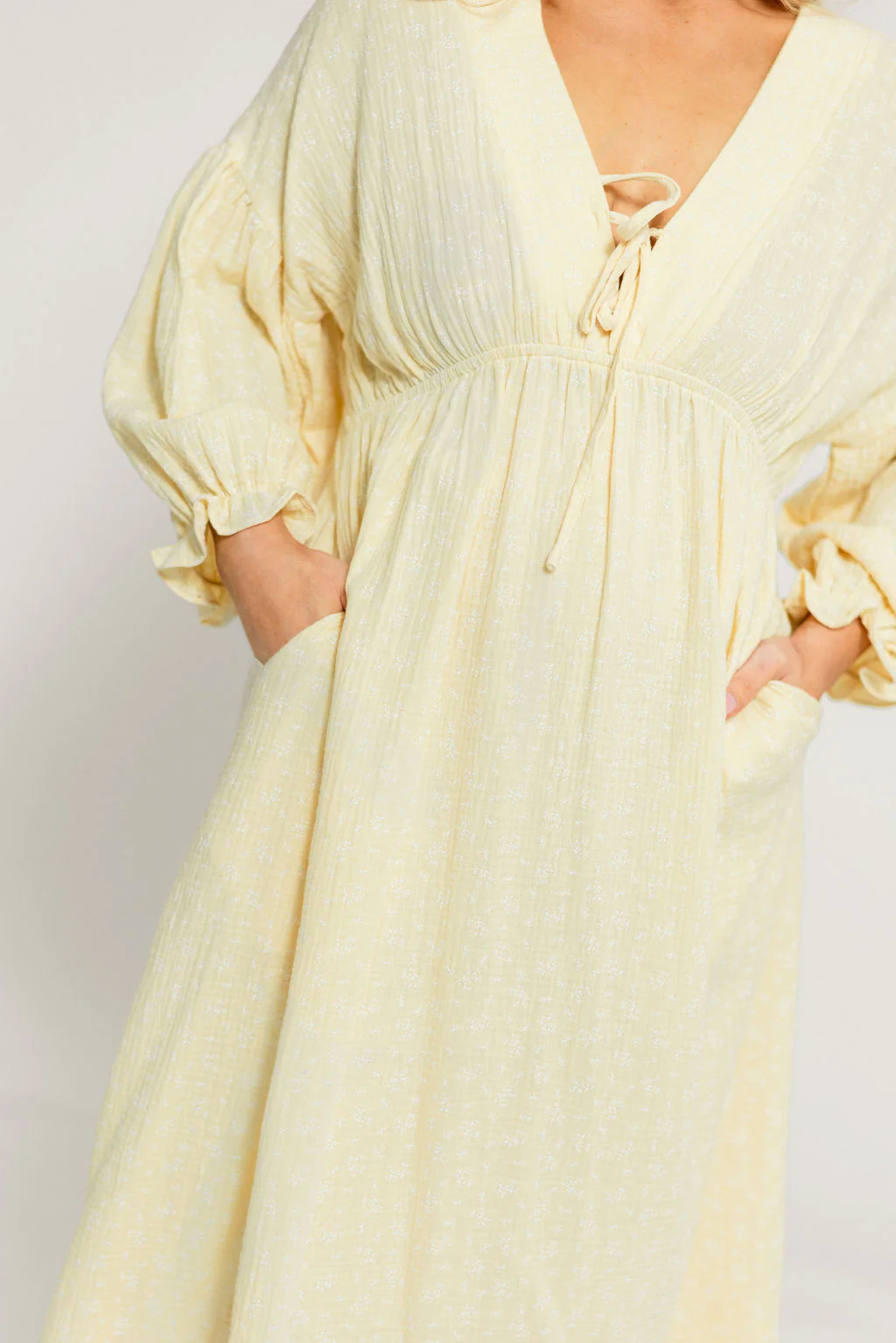 Hunter 100% Cotton Midi Dress in Custard Foliage - Bump Friendly - Image 20