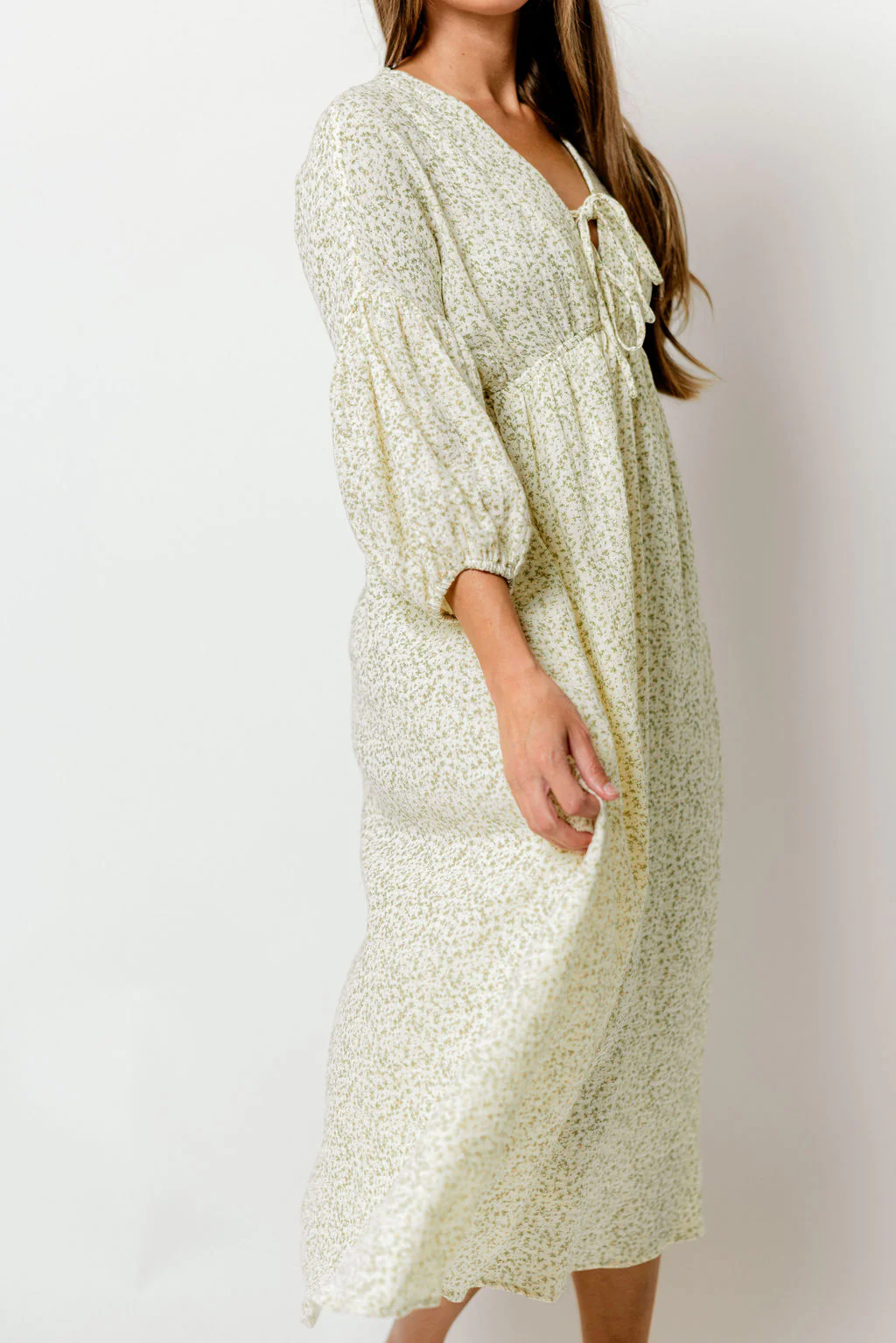Hunter 100% Cotton Midi Dress in Ditsy - Bump Friendly - Image 6
