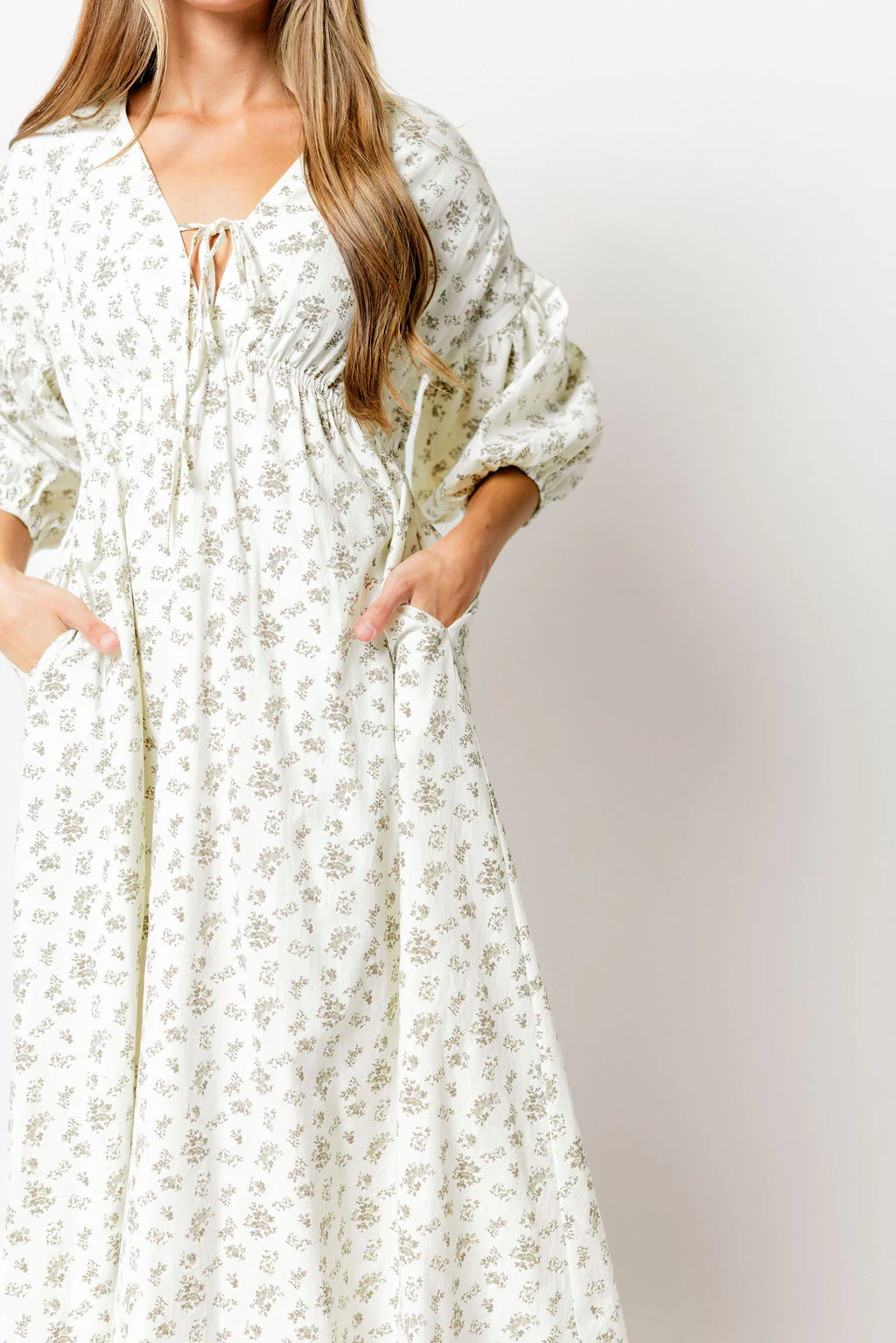 Hunter 100% Cotton Midi Dress in Ivory - Bump Friendly - Image 3
