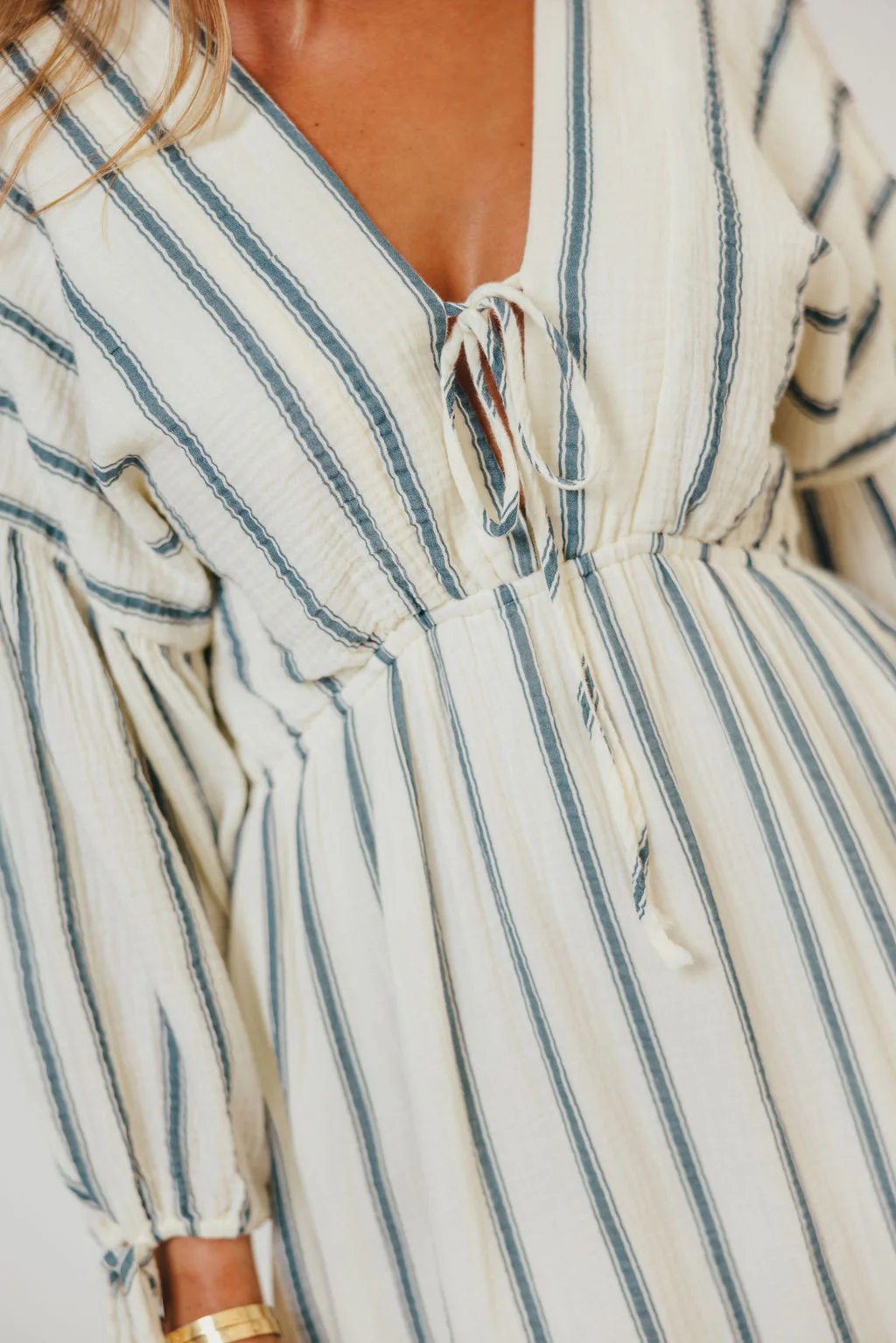 Hunter 100% Cotton Midi Dress in Navy Stripe - Bump Friendly & Inclusive Sizing - Image 3
