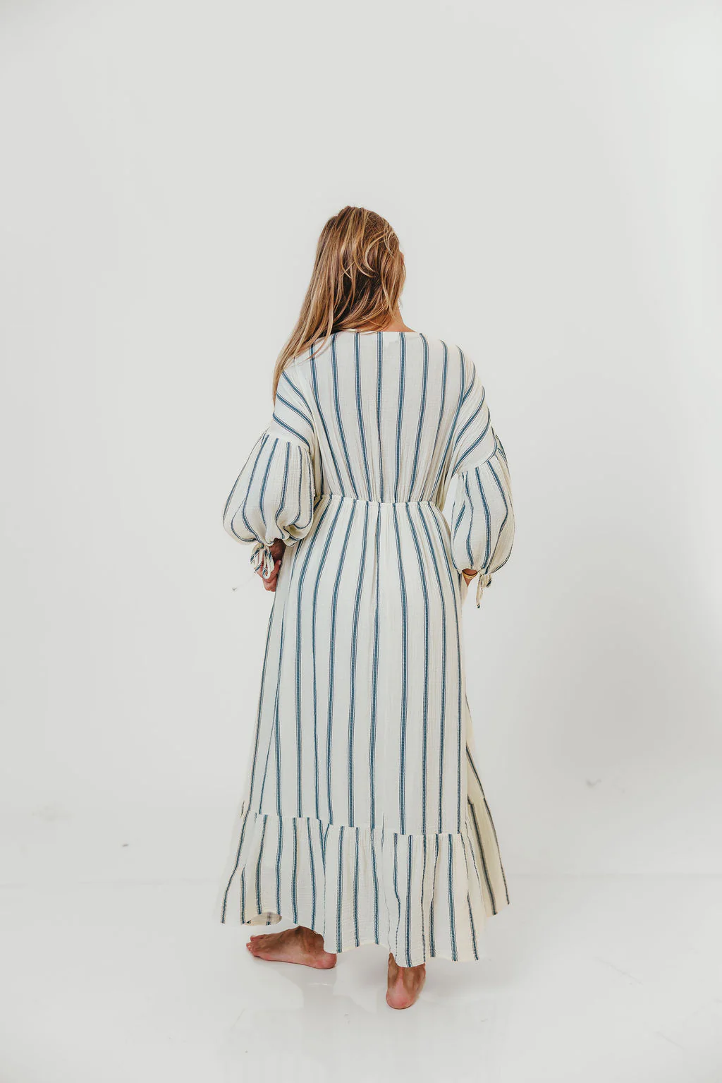 Hunter 100% Cotton Midi Dress in Navy Stripe - Bump Friendly & Inclusive Sizing - Image 7