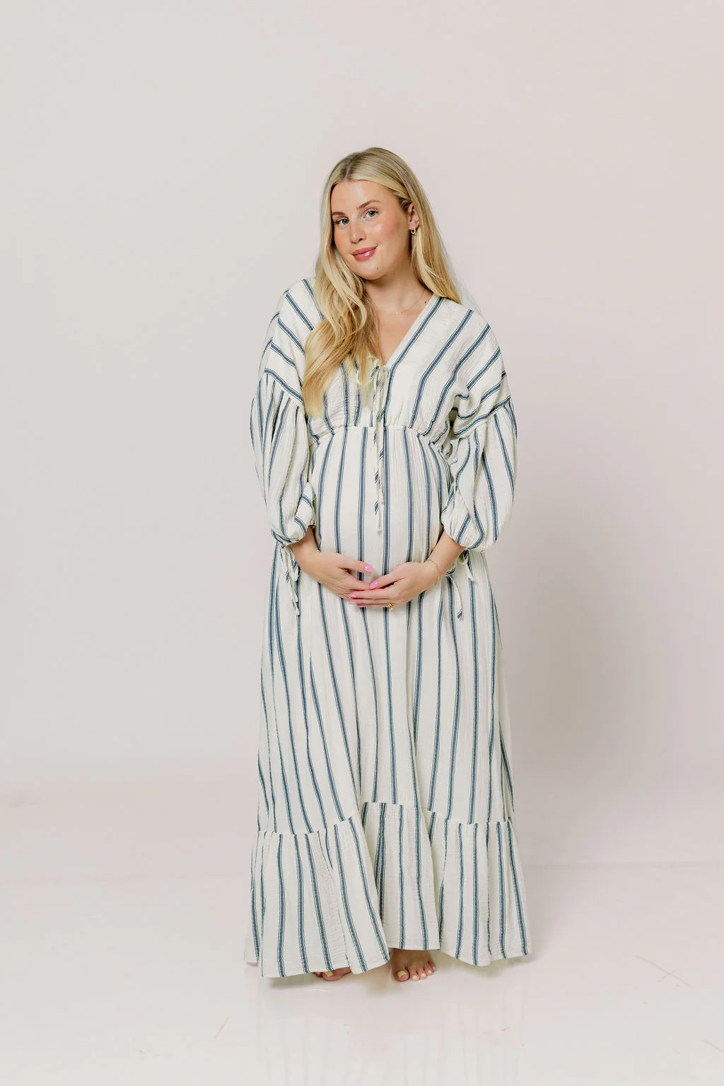 Hunter 100% Cotton Midi Dress in Navy Stripe - Bump Friendly & Inclusive Sizing - Image 9