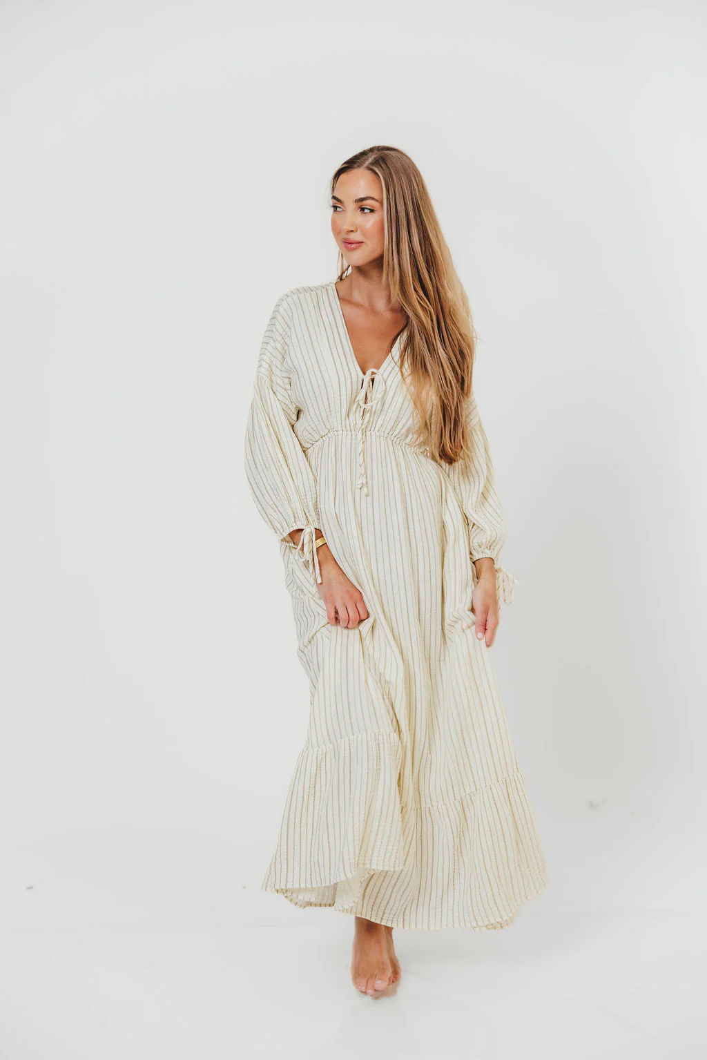 Hunter 100% Cotton Midi Dress in Off-White - Bump Friendly & Inclusive Sizing - Image 6