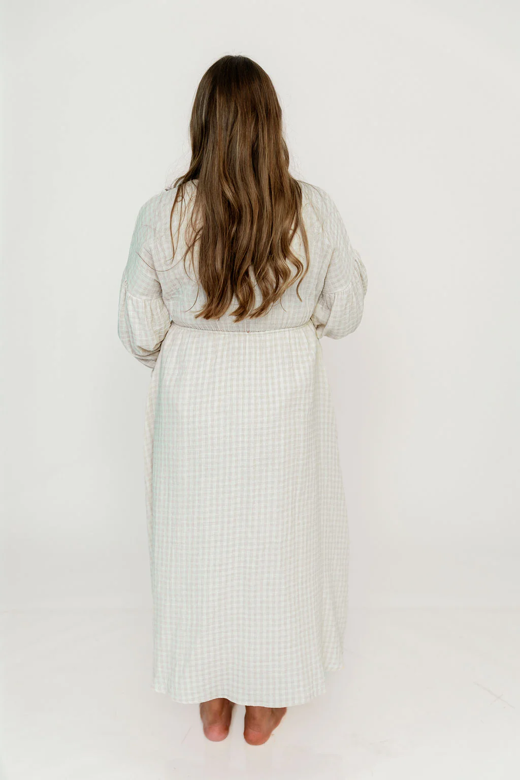 Hunter 100% Cotton Midi Dress in Pale Pink Plaid (Lined) - Bump Friendly - Image 10