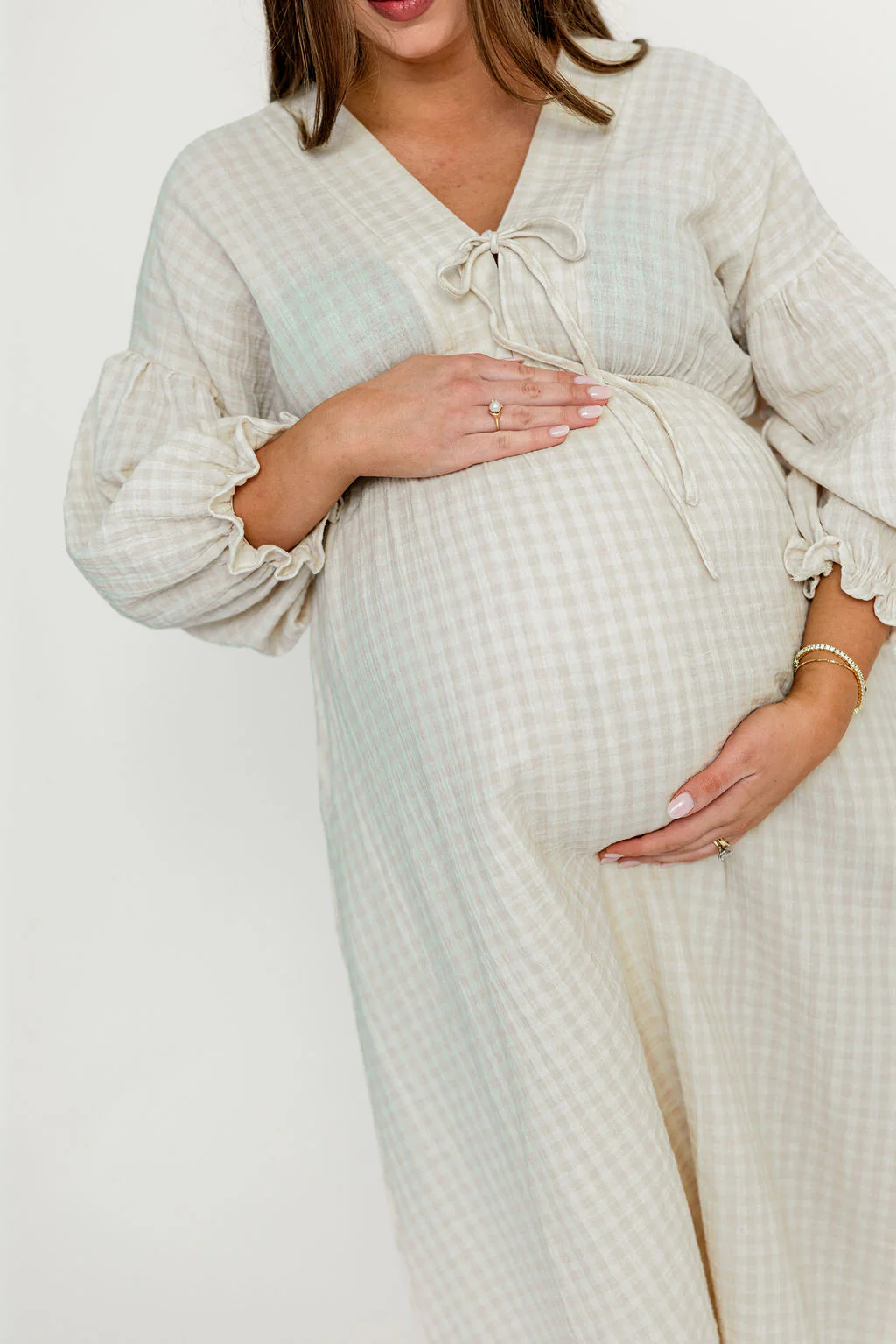 Hunter 100% Cotton Midi Dress in Pale Pink Plaid (Lined) - Bump Friendly - Image 12