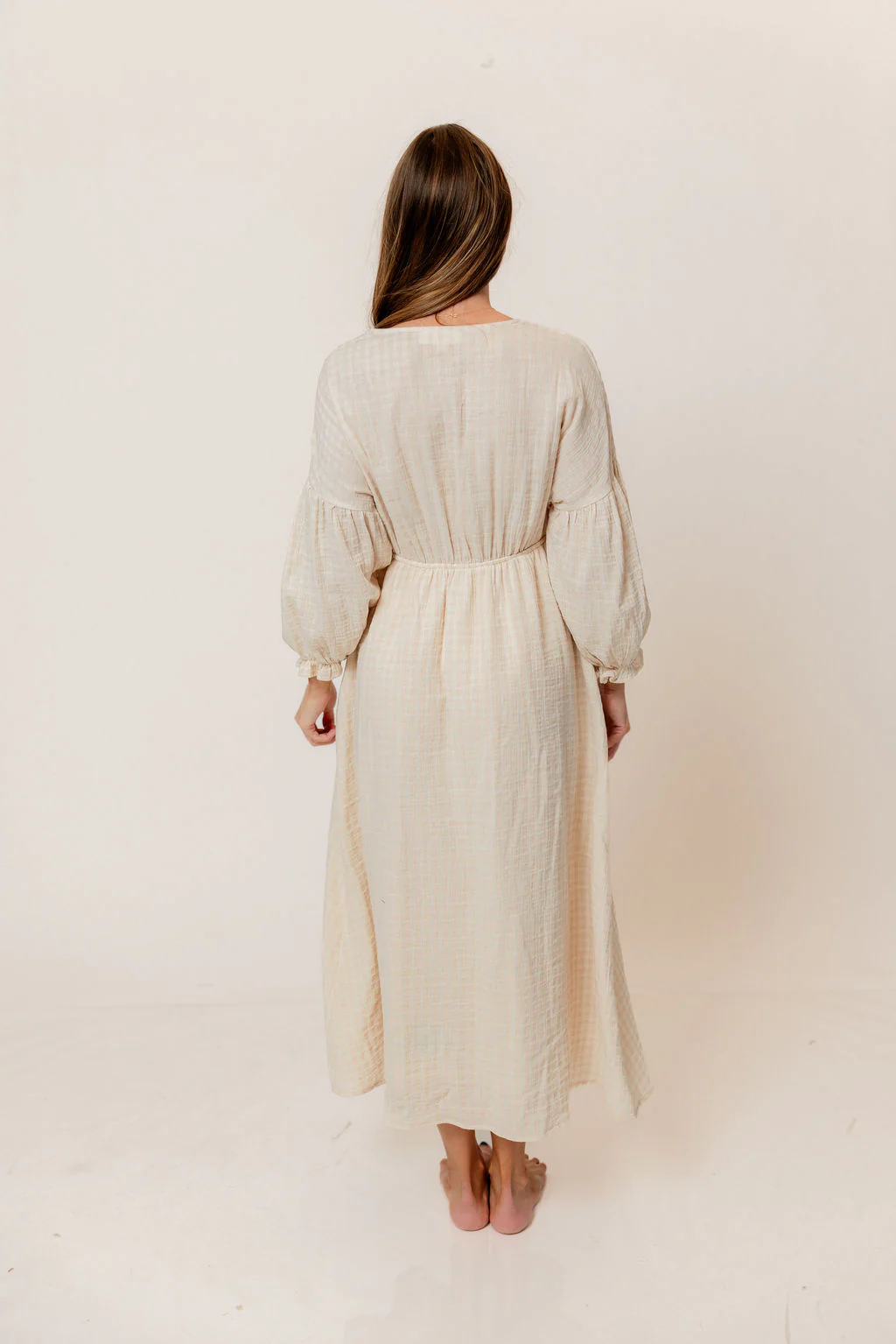 Hunter 100% Cotton Midi Dress in Pale Pink Plaid (Lined) - Bump Friendly - Image 5
