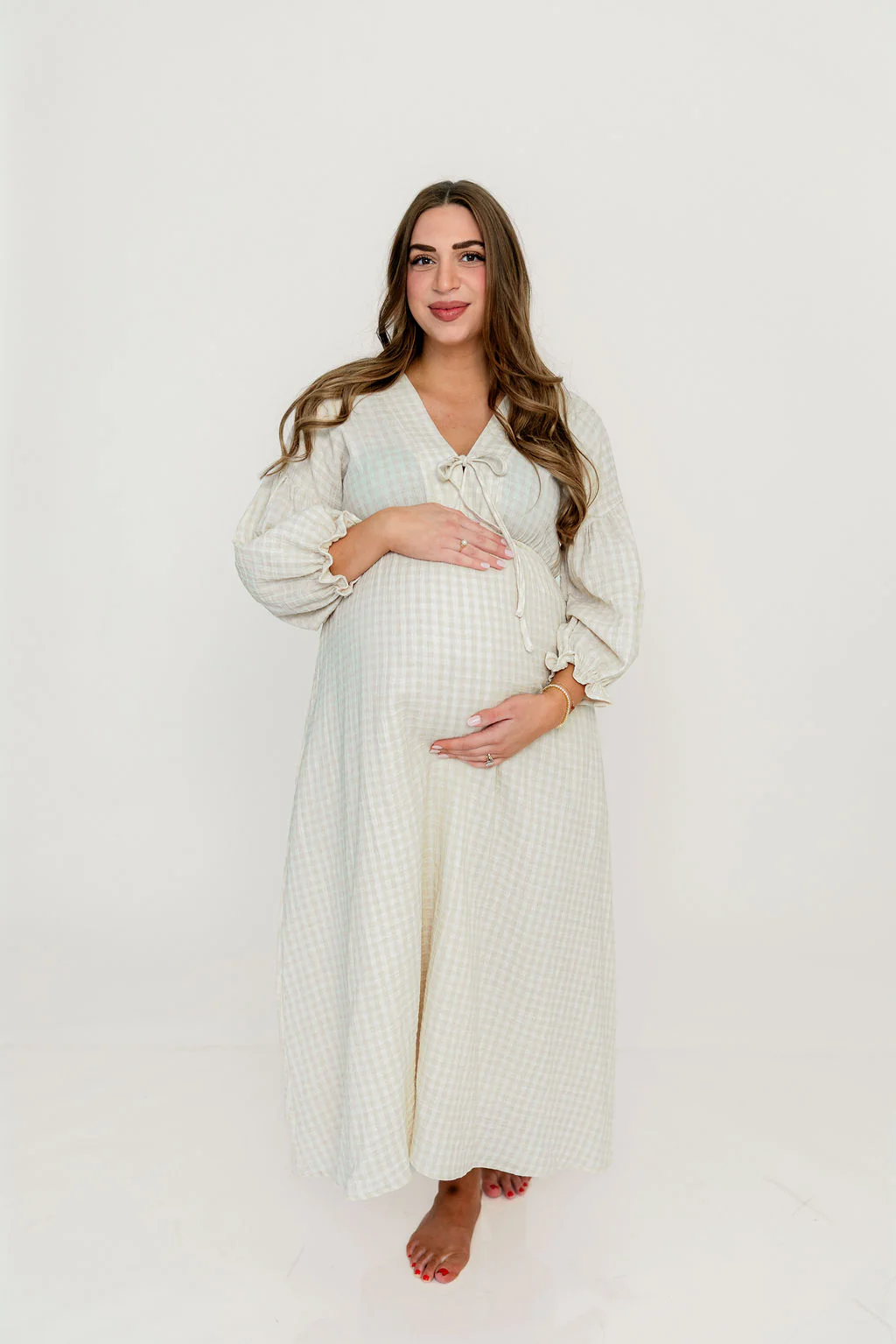 Hunter 100% Cotton Midi Dress in Pale Pink Plaid (Lined) - Bump Friendly - Image 6