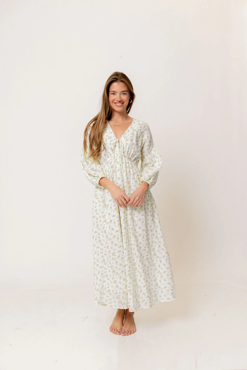 Hunter 100% Cotton Midi Dress in Peach - Bump Friendly - Image 3