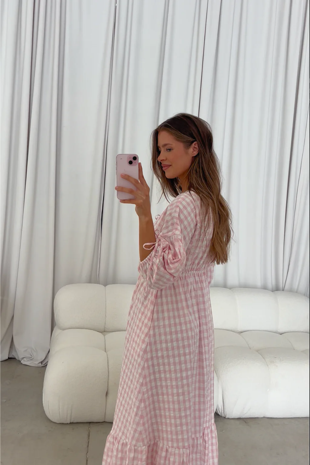 100% Cotton Hunter Midi Dress in Pink Gingham - Bump Friendly & Inclusive Sizing - Image 17