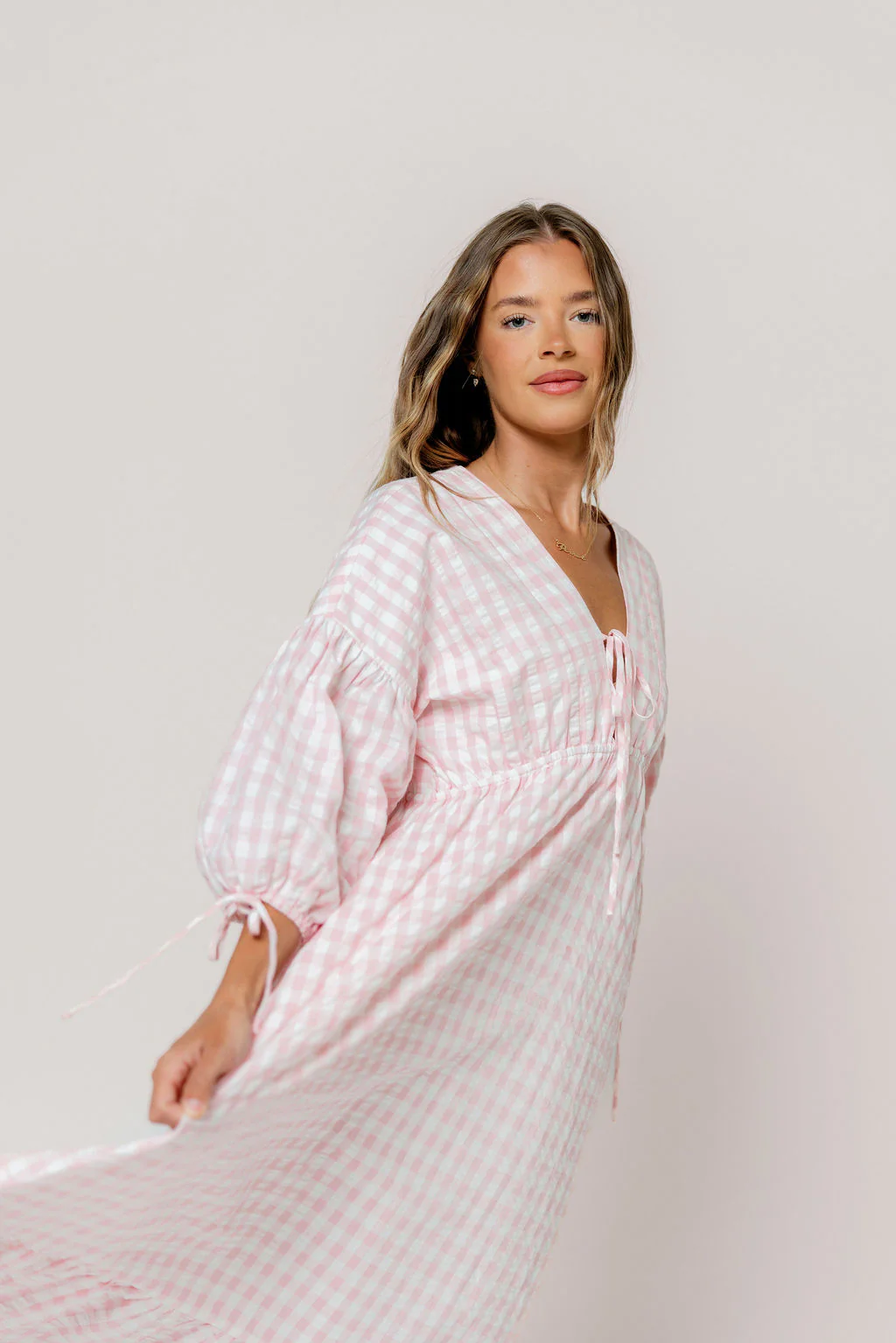 100% Cotton Hunter Midi Dress in Pink Gingham - Bump Friendly & Inclusive Sizing - Image 22