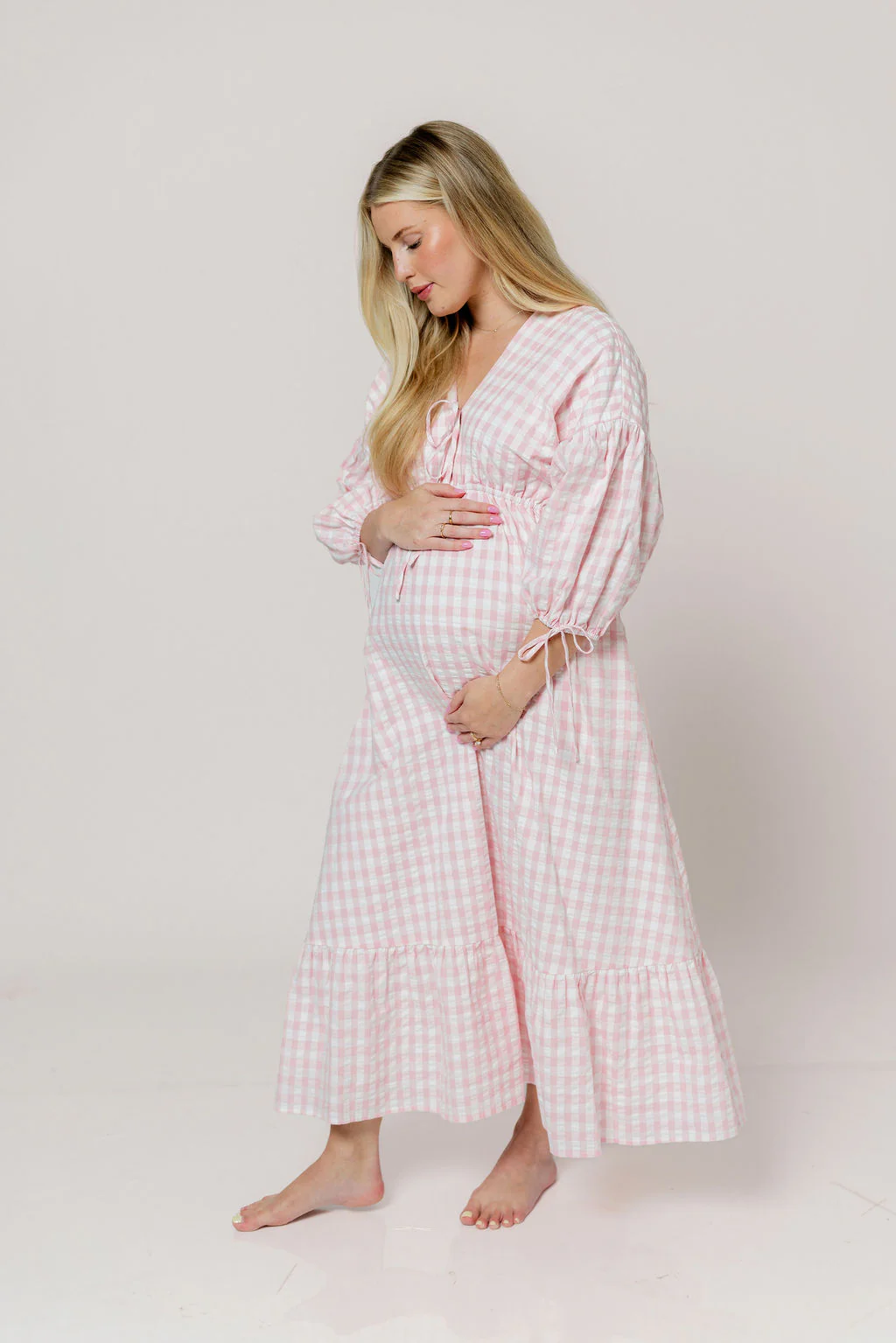 100% Cotton Hunter Midi Dress in Pink Gingham - Bump Friendly & Inclusive Sizing - Image 5