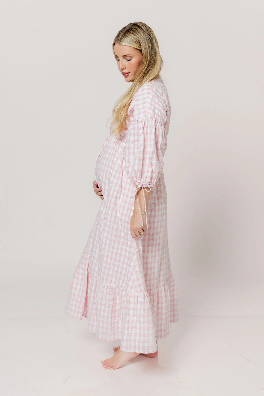 100% Cotton Hunter Midi Dress in Pink Gingham - Bump Friendly & Inclusive Sizing - Image 7
