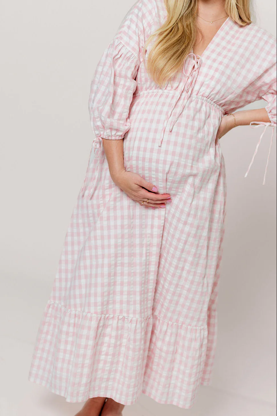 100% Cotton Hunter Midi Dress in Pink Gingham - Bump Friendly & Inclusive Sizing - Image 8