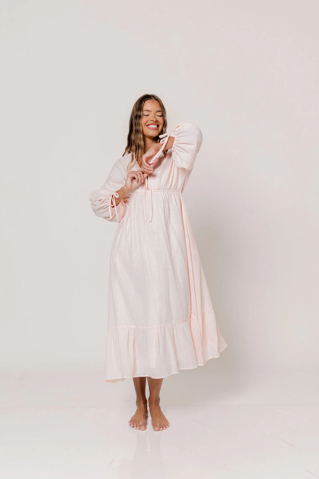 100% Cotton Hunter Midi Dress in Pink Stripe - Bump Friendly & Inclusive Sizing - Image 3