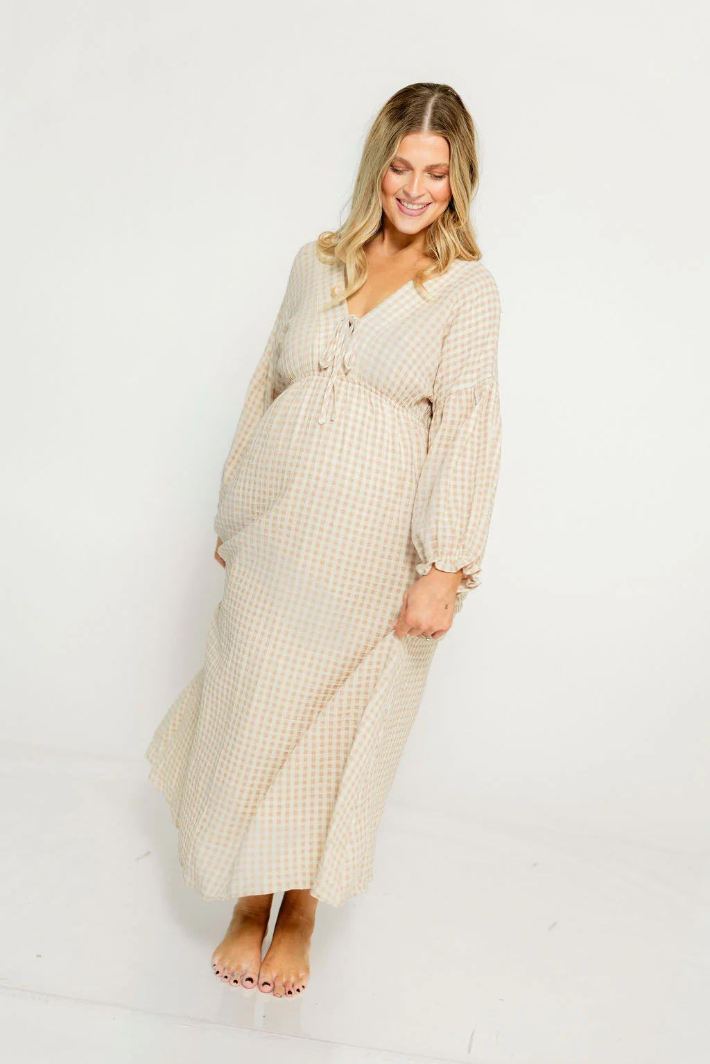 Hunter 100% Cotton Midi Dress in Rose Plaid (Lined) - Bump Friendly - Image 10