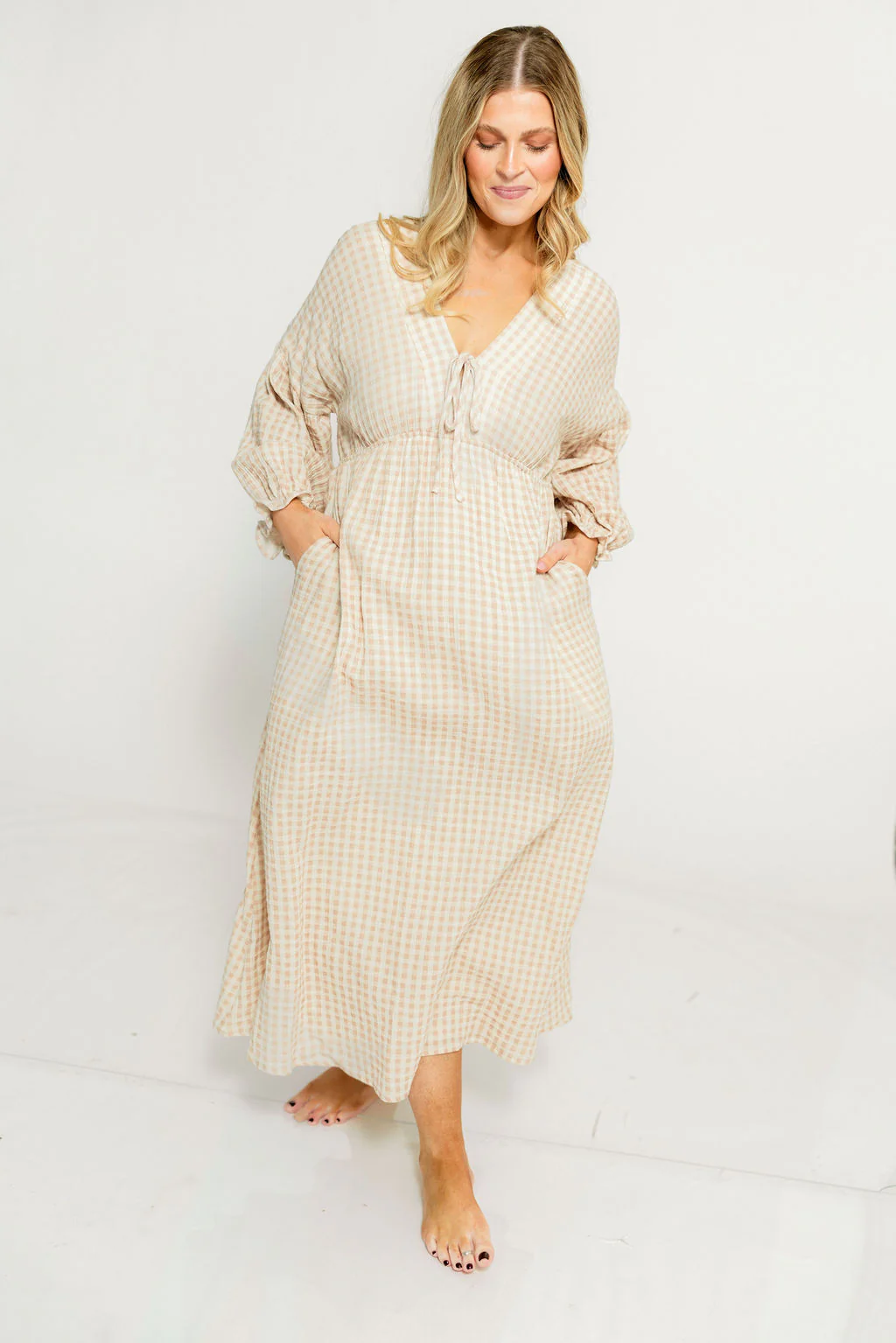 Hunter 100% Cotton Midi Dress in Rose Plaid (Lined) - Bump Friendly - Image 14