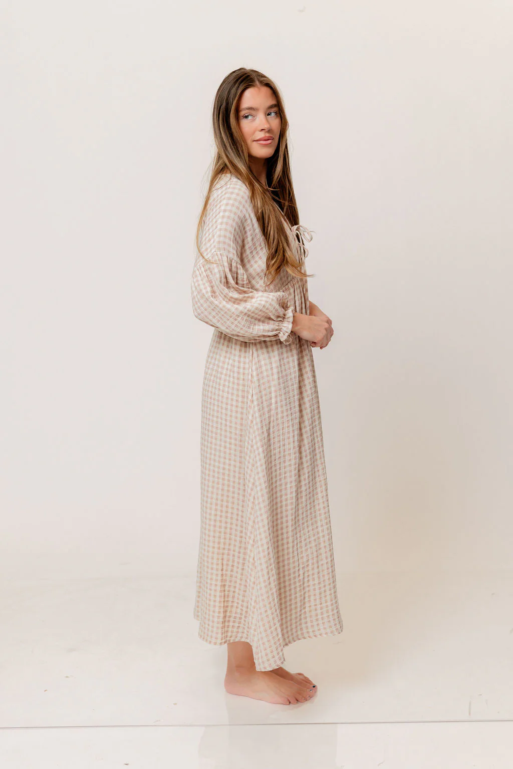 Hunter 100% Cotton Midi Dress in Rose Plaid (Lined) - Bump Friendly - Image 4