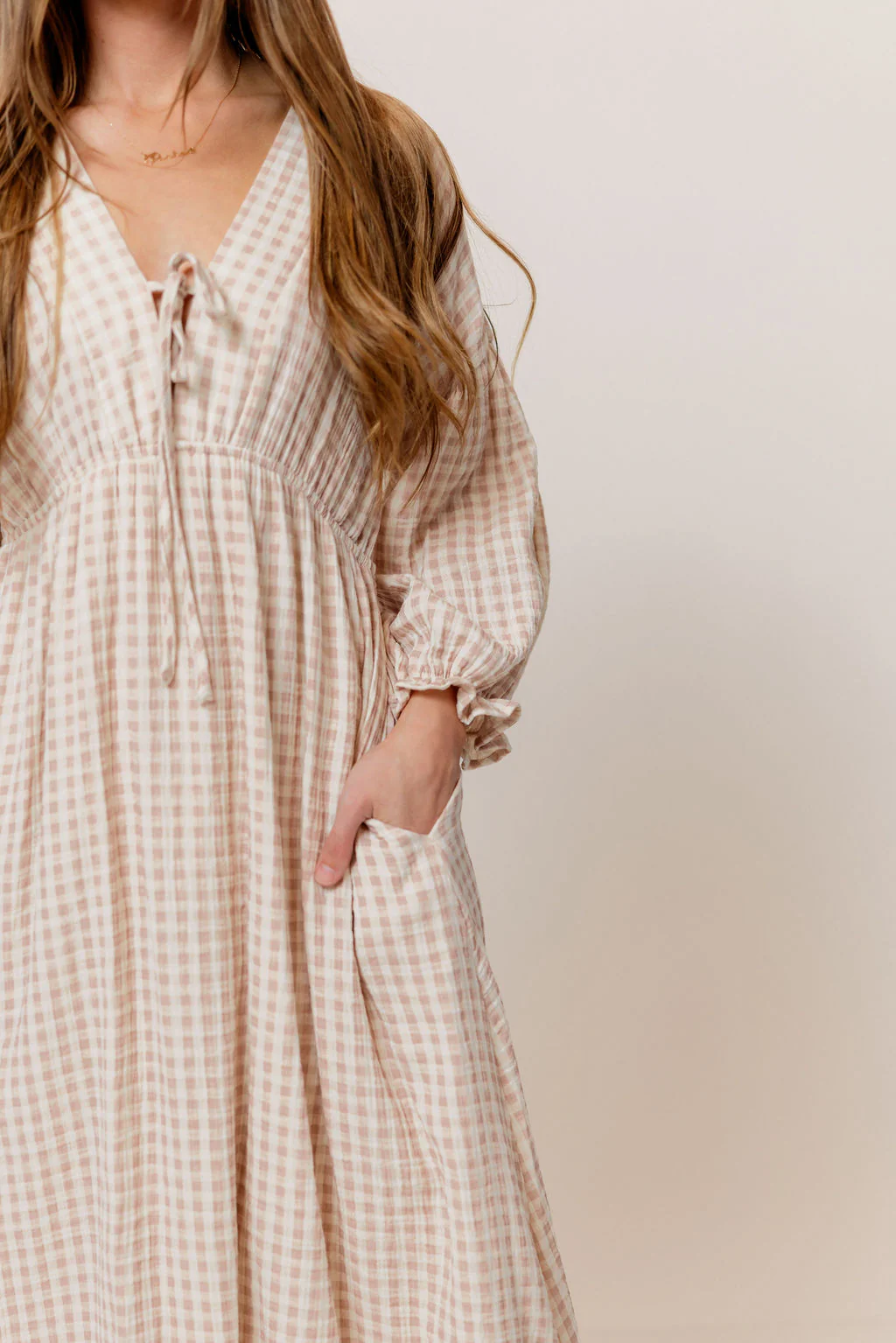 Hunter 100% Cotton Midi Dress in Rose Plaid (Lined) - Bump Friendly - Image 6