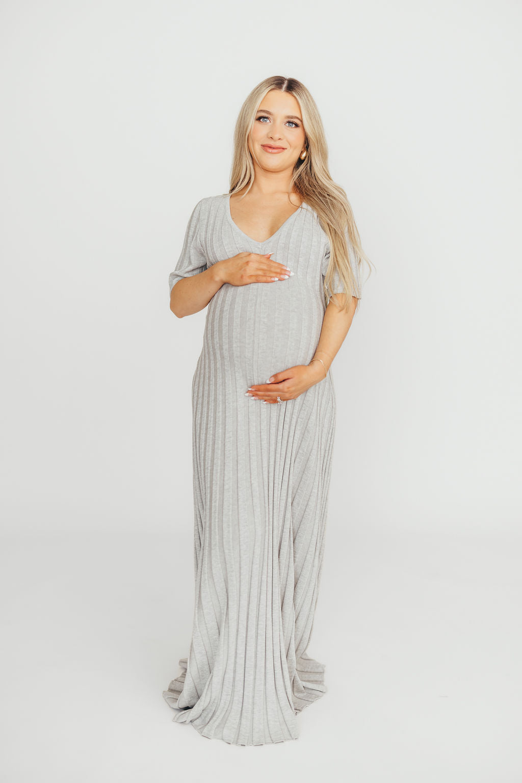 Oakley Ribbed Maxi Dress in Heather Grey -Bump Friendly *Final-Sale* - Image 6