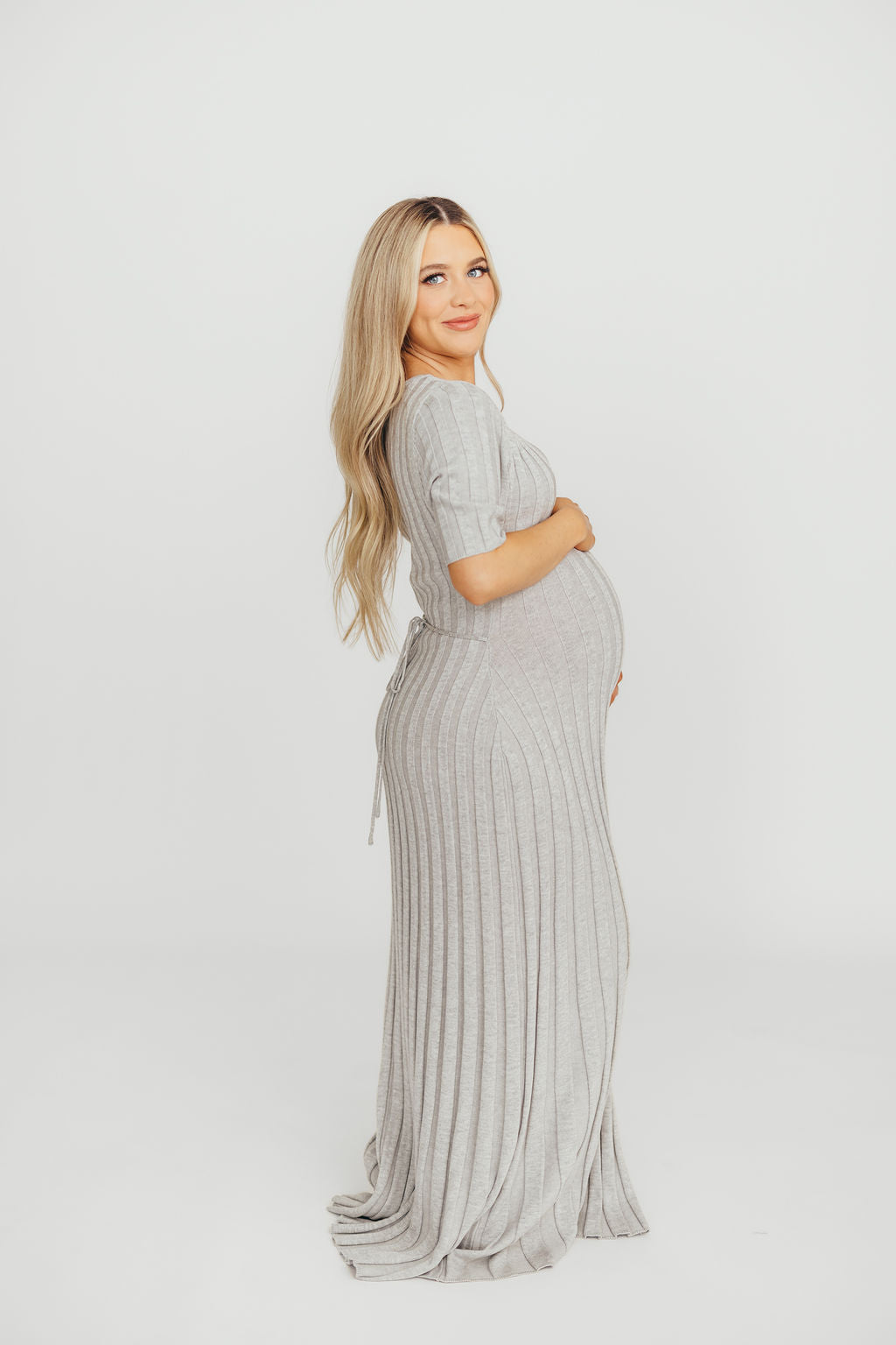 Oakley Ribbed Maxi Dress in Heather Grey -Bump Friendly *Final-Sale* - Image 8