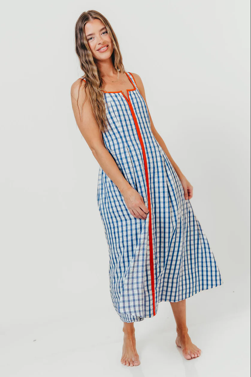 Dorothy Gingham Midi Dress in Blue - Image 4