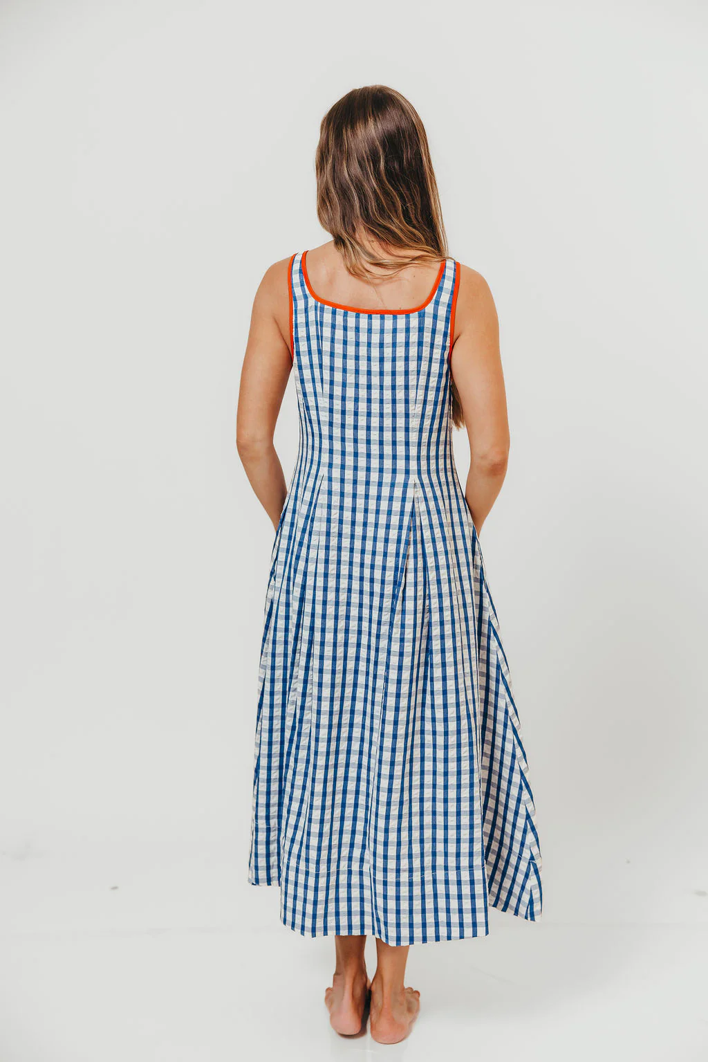 Dorothy Gingham Midi Dress in Blue - Image 8