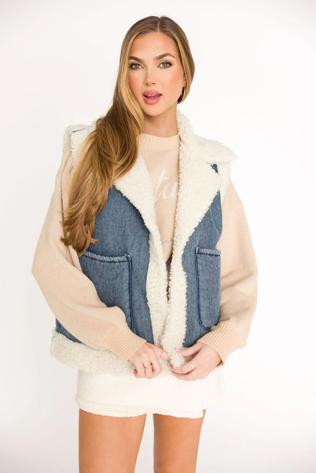 Willa Sherpa Denim Vest *Final-Sale* - Image 4