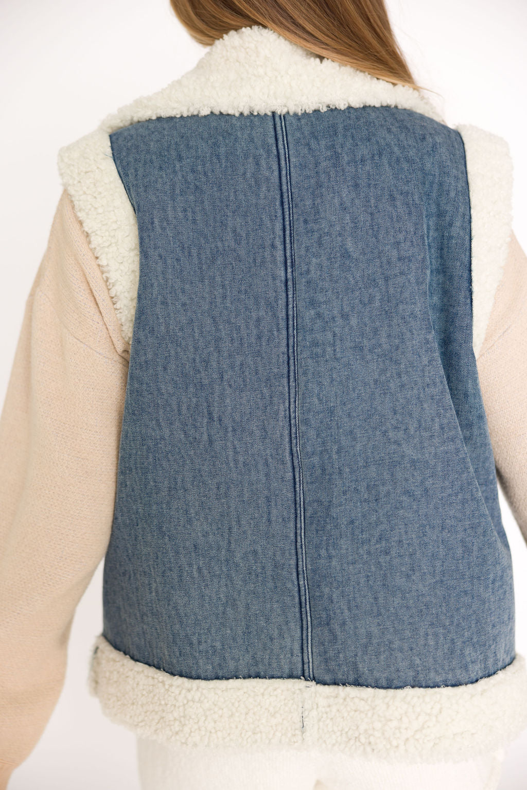Willa Sherpa Denim Vest *Final-Sale* - Image 5
