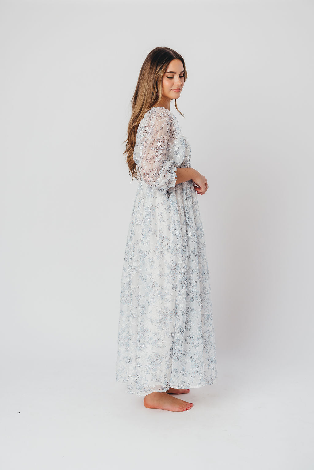 Mona Maxi Dress in Blue/White - Bump Friendly & Inclusive Sizing - Image 10