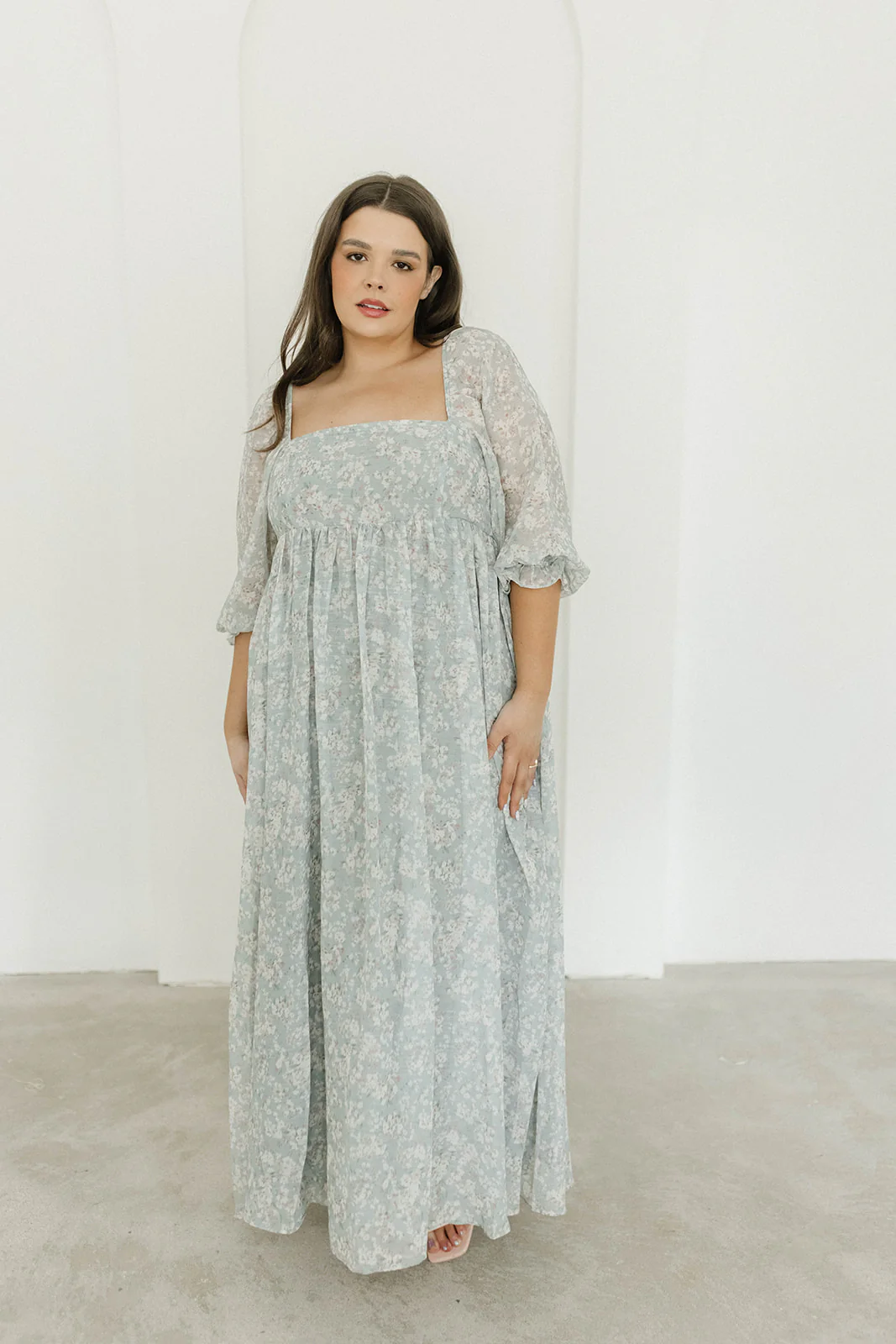 Mona Maxi Dress with Smocking in Sage Green Floral - Bump Friendly - Image 15