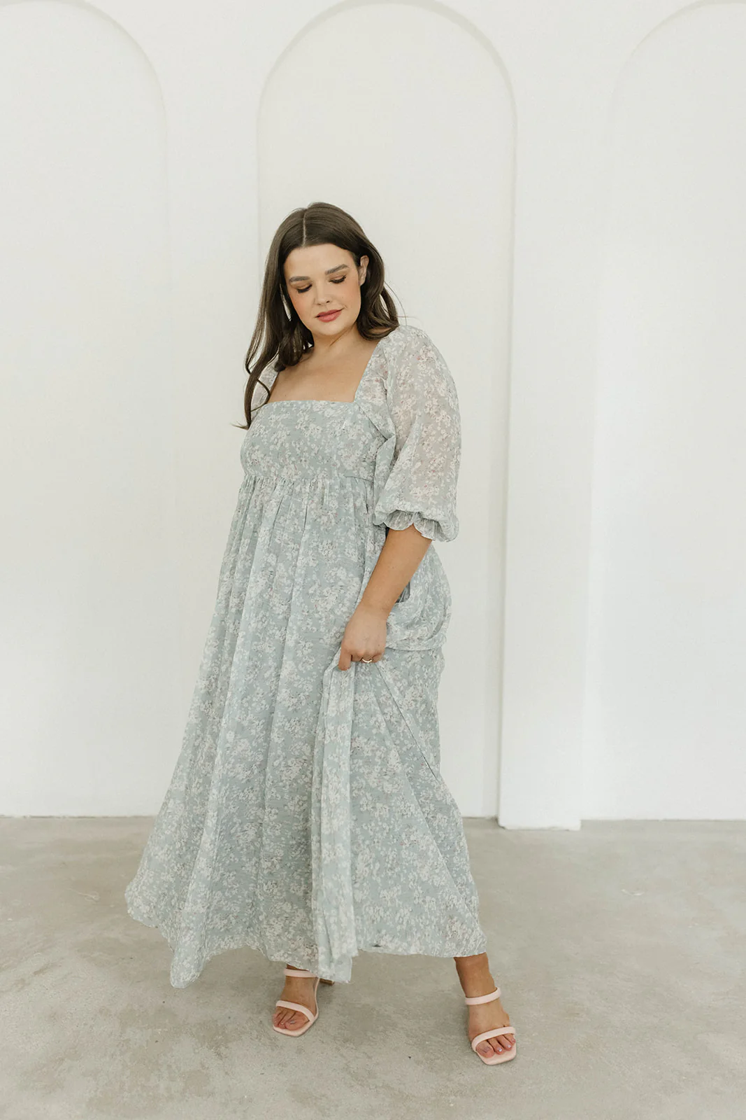 Mona Maxi Dress with Smocking in Sage Green Floral - Bump Friendly - Image 22