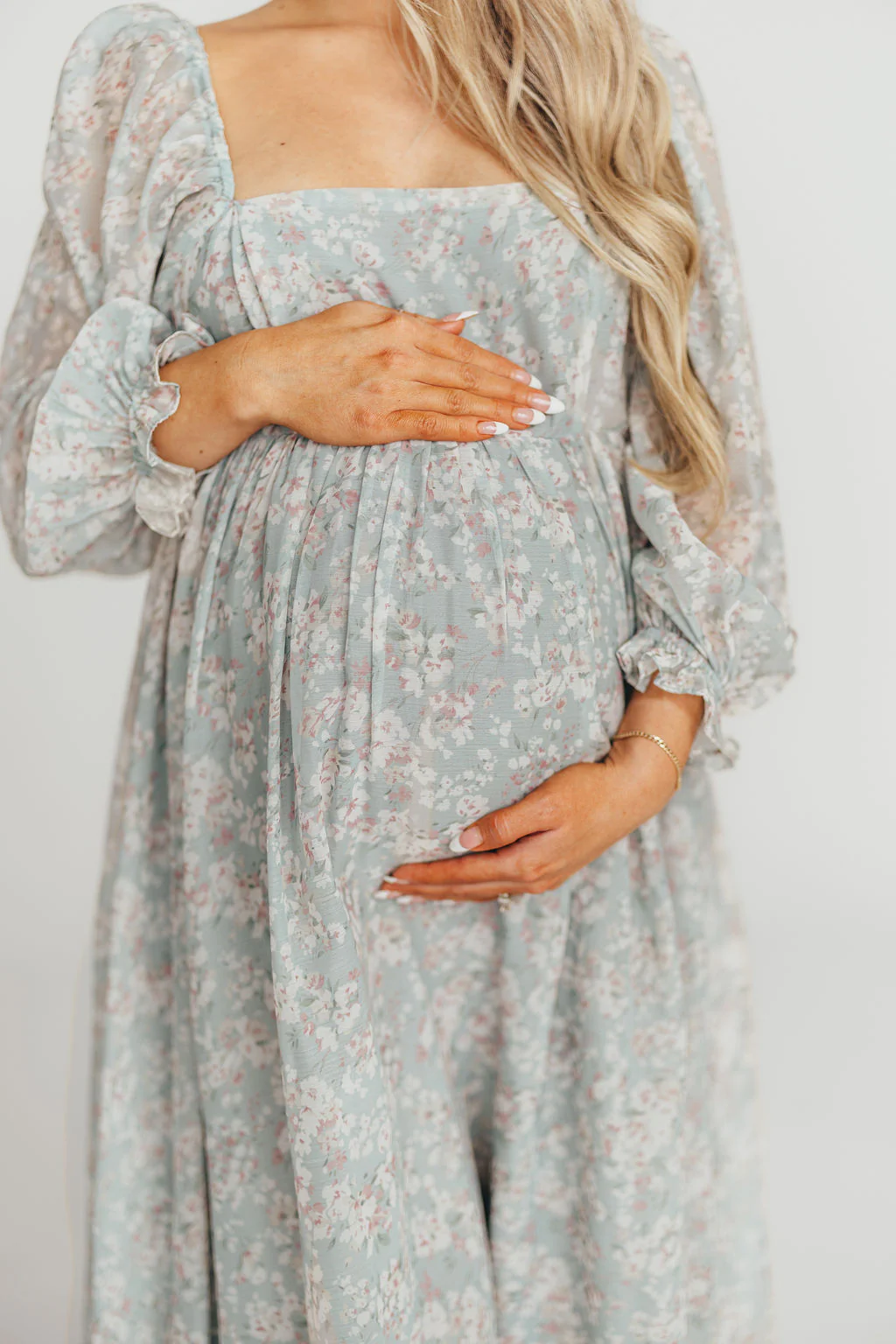 Mona Maxi Dress with Smocking in Sage Green Floral - Bump Friendly - Image 66