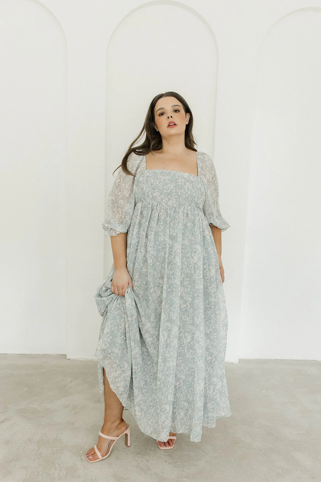 Mona Maxi Dress with Smocking in Sage Green Floral - Bump Friendly - Image 9