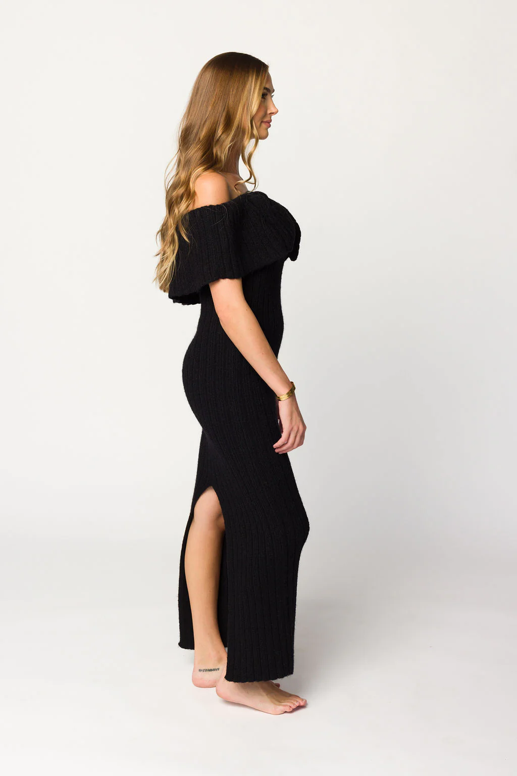 Aston Bow Front Maxi Sweater Dress in Black - Bump Friendly - Image 7