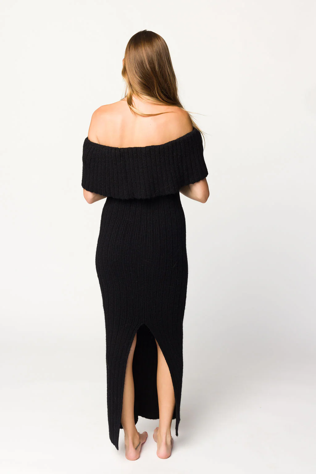 Aston Bow Front Maxi Sweater Dress in Black - Bump Friendly - Image 8